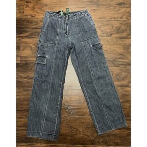 Lauren Jeans Co. Ralph Lauren Women's Gray Cargo Denim Jeans Straight Cotton